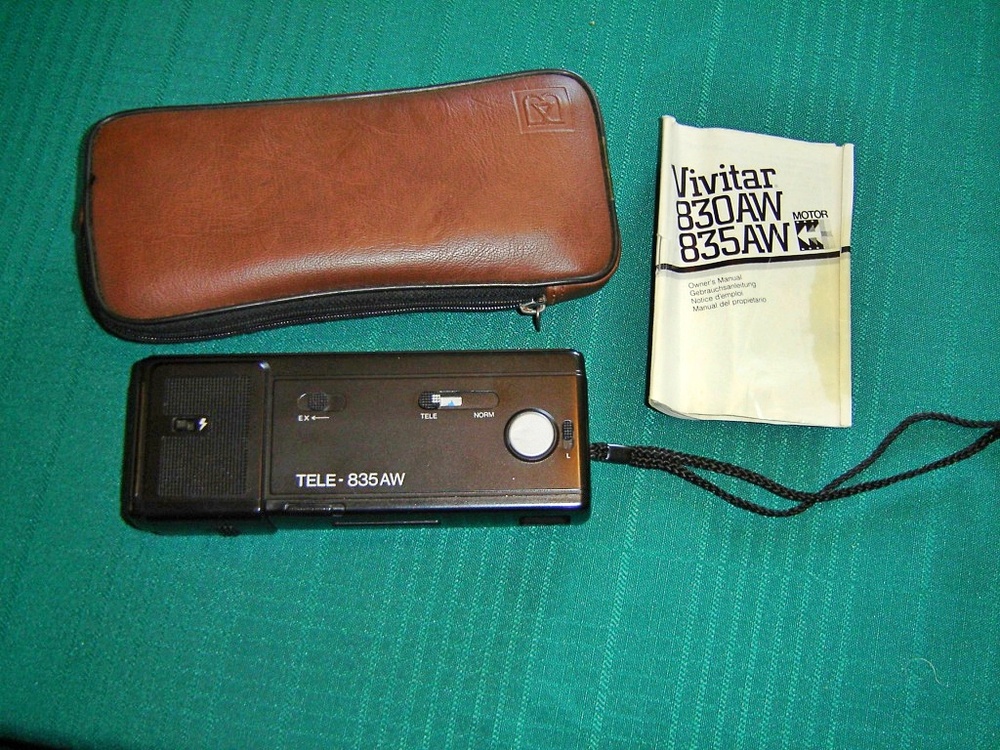 Vivitar TELE‑835AW 35mm Film Camera Set – Vintage Point‑and‑Shoot, Case, Manual